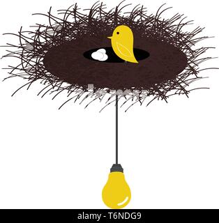 Cute cartoon vector illustration of a nest with four eggs on it Stock ...