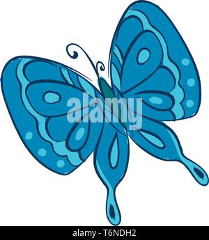 Clipart of a butterfly with two pairs of large  typically brightly blue-colored wings covered with microscopic scales of different patterns  vector  c Stock Vector
