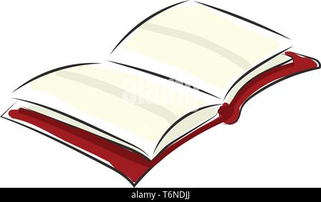 Portrait of an opened red book with a bookmark and blank pages  vector  color drawing or illustration Stock Vector