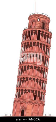 Leaning Tower of Pisa Vector Illustration Stock Vector