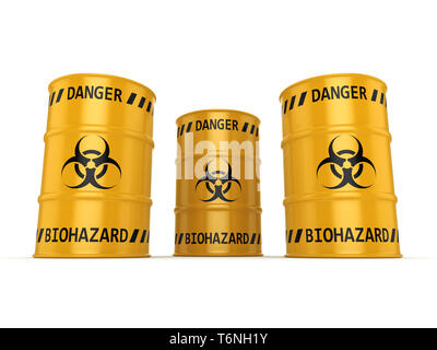 3D rendering biohazard barrels Stock Photo