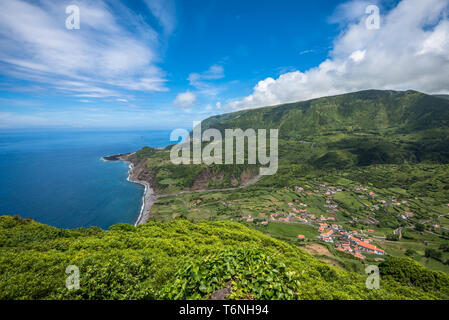 Green coastline of Flores island, Azores, Portugal Stock Photo