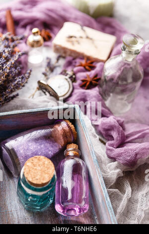 Lavender background. Spa and perfume theme Stock Photo