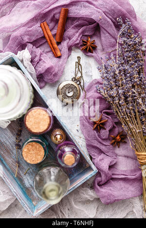 Lavender background. Spa and perfume theme Stock Photo