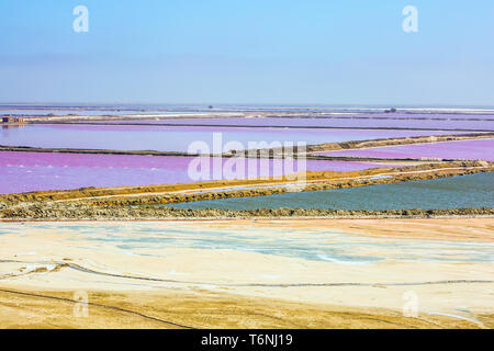 Extraction of sea salt in Namibia Stock Photo