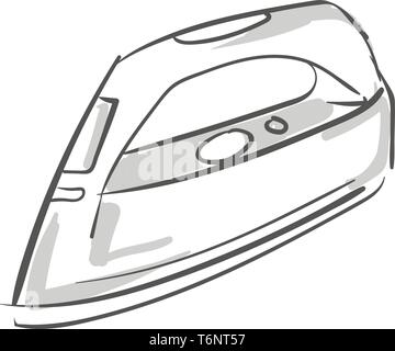 Sketch of a hollow white colored flatiron heated by inserting a hot iron core equipped with many buttons for its operation vector color drawing or i Stock Vector Image Art Alamy