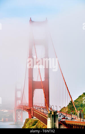 Golden Gate Bridge view at foggy morning Stock Photo