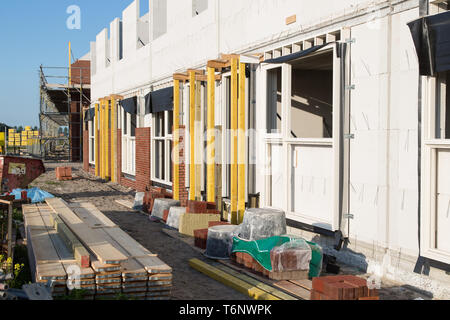 Building family houses with sand-lime bricks at a construction site Stock Photo