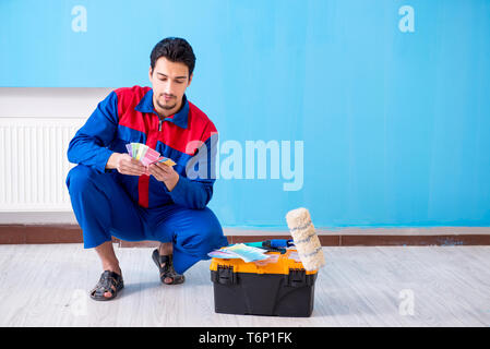 Young man doing home renovation