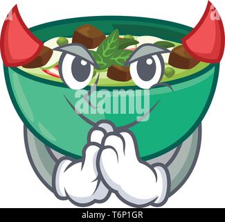 Devil green curry in the character shape Stock Vector