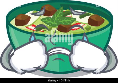 Crying green curry in the character shape Stock Vector