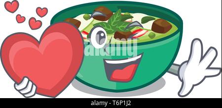 With heart green curry in the character shape Stock Vector