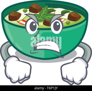 Angry green curry in the character shape Stock Vector