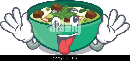 Crazy green churry isolated with the cartoon Stock Vector