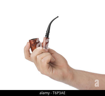 Hand with smoking pipe Stock Photo