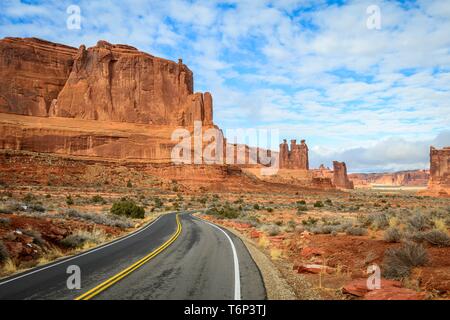 Arches Scenic Drive, Arches National Park, Utah, USA Stock Photo