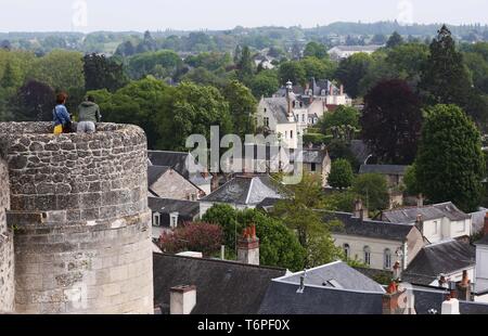 Paris, France. 1st May, 2019. Visitors look out from the Chateau d'Amboise in Amboise, France, May 1, 2019. Thursday marks the 500th anniversary of the death of Renaissance master Leonardo da Vinci. The famed painter, sculptor, writer, inventor, scientist and mathematician spent his last three years in Amboise as a guest of France's King Francis I. Credit: Gao Jing/Xinhua/Alamy Live News Stock Photo