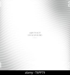 Abstract wave curve striped layered white and gray gradient color background on white background with copy space. Vector illustration Stock Vector