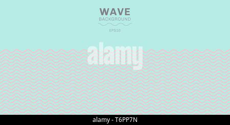 Abstract pink pastels color waves lines pattern on blue background with copy space. Vector illustration Stock Vector