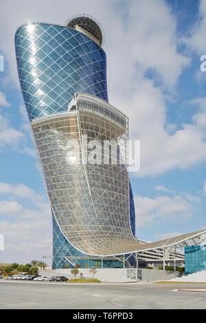 Capital Gate, skyscraper, Abu Dhabi National Exhibition Centre, Abu Dhabi, United Arab Emirates Stock Photo