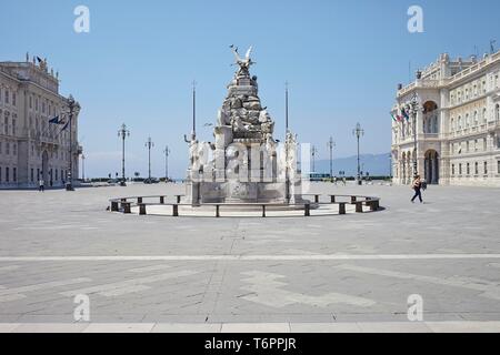 Fountain of the Four Continents on Piazza Unita d' Italia, Triest, Italien Stock Photo