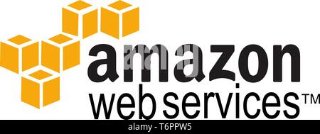 Amazon web services, AWS logo, corporate identity, lettering, optional, white background, Germany Stock Photo