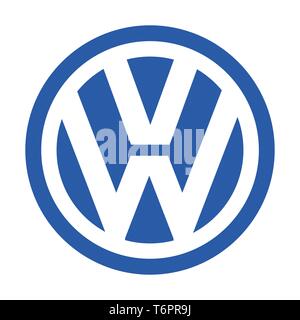 Volkswagen, blue VW logo, corporate identity, optional, white background, Germany Stock Photo
