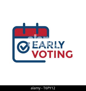 Early Voting Icon with Vote, Icon, & Patriotic Symbolism and Colors Stock Vector