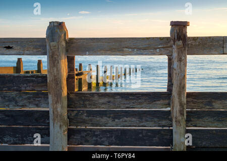 Sea Defences, Groynes, at West Wittering, UK Stock Photo