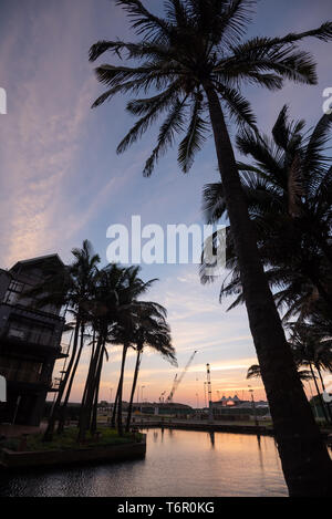 An early morning view from within Durban's Point Waterfront i- an ongoing modern urban regeneration/development project located in the Point, Durban. Stock Photo