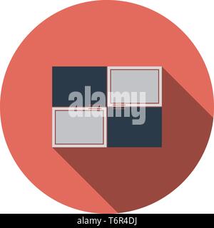 Wall Cabinet Icon. Flat Circle Stencil Design With Long Shadow. Vector Illustration. Stock Vector