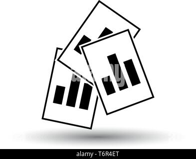 Analytics Sheets Icon. Black on White Background With Shadow. Vector Illustration. Stock Vector