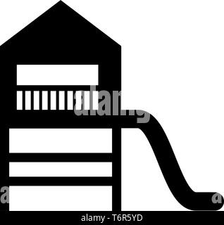 Playground slide Children's slide Kids playground Children's town with slide icon black color vector illustration flat style simple image Stock Vector