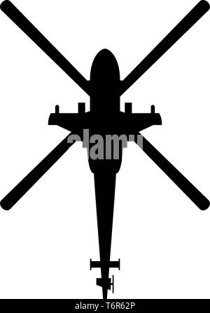 Helicopter top view Battle helicopter icon black color vector illustration flat style simple image Stock Vector