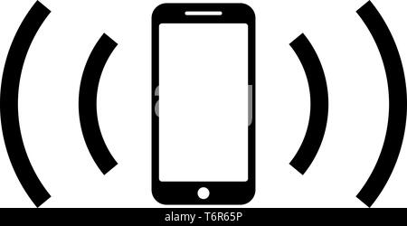 Smartphone emits radio waves Sound wave Emitting waves concept icon black color vector illustration flat style simple image Stock Vector