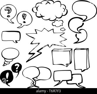 Set of doodle speech bubbles on white background Stock Vector