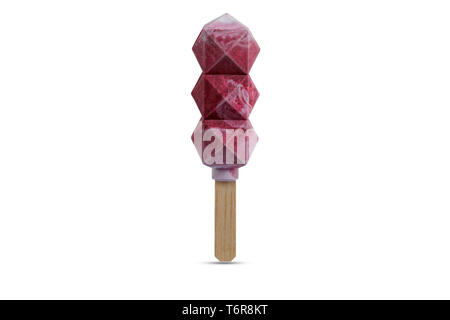 Molecular modern cuisine. ice cream on a isolate white background. ice cream on a stick. popsicle. Red blueberry ice cream. ice cream made with liquid Stock Photo