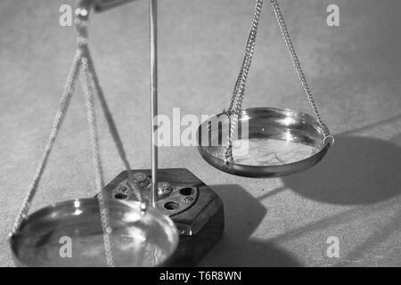 Scales of justice close up, shallow dof Stock Photo