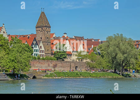 View over the Danube to Ulm Stock Photo