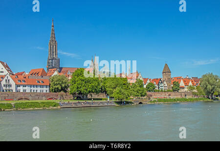 View over the Danube to Ulm Stock Photo