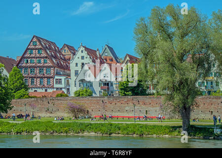 View over the Danube to Ulm Stock Photo
