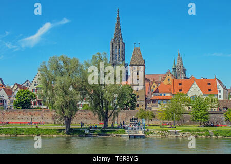 View over the Danube to Ulm Stock Photo