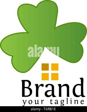 House clover logo template, stock logo. nature house, fortune house Stock Vector