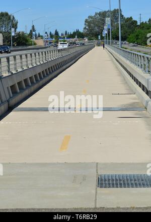 A cycle road going over the dam at Folsom in California. Stock Photo