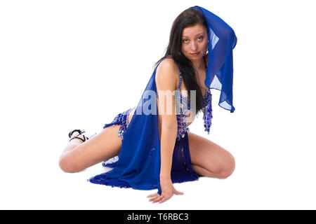 beatiful belly dancer in blue Stock Photo