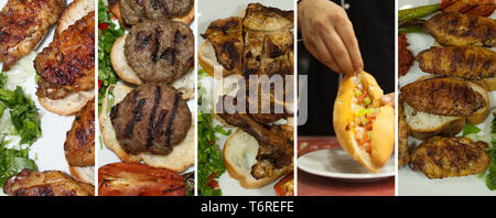 Collage of traditional turkish dish Top view. Stock Photo
