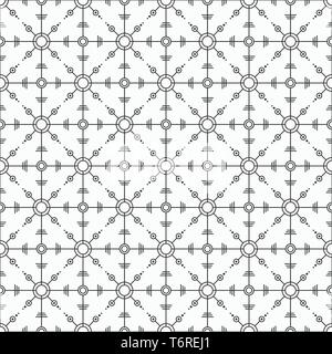 Vector monochrome seamless pattern. Regularly repeating ornament of geometric shapes. Modern stylish texture. Linear style. Abstract symbols. Stock Vector