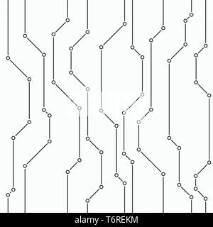 Abstract vector seamless pattern with lines. Small filled circles in nodes. Background in high tech style. Connections. Technology. Joint lines. Stock Vector
