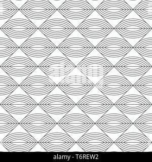 Abstract seamless pattern of of triangles with ovals inside. Modern stylish texture. Repeating geometric tiles. Linear style. Vector monochrome. Stock Vector