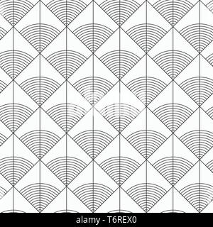 Abstract seamless pattern of of triangles with rounded lines inside. Modern stylish texture. Repeating geometric tiles. Linear style. Vector. Stock Vector
